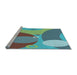 Sideview of Machine Washable Transitional Turquoise Green Rug, wshpat3899lblu