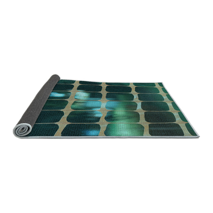 Thickness of Patterned Mint Green Rug, pat390lblu