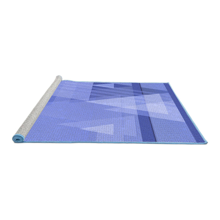 Sideview of Machine Washable Transitional Blue Rug, wshpat3900blu