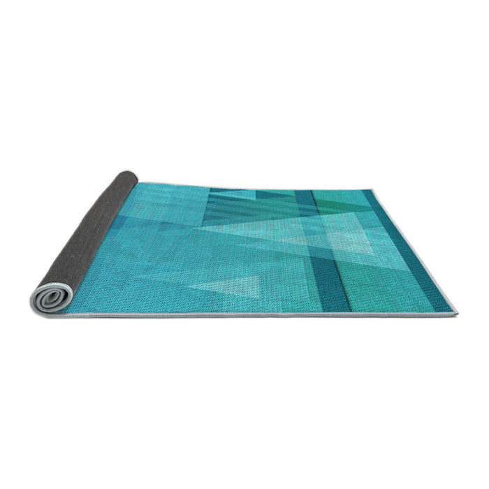 Thickness of Patterned Dark Turquoise Green Rug, pat3900lblu