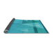 Thickness of Patterned Dark Turquoise Green Rug, pat3900lblu