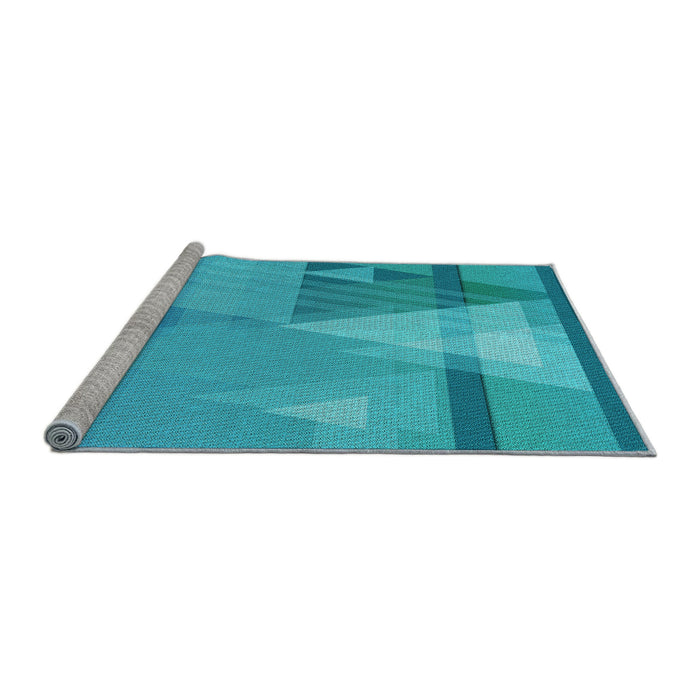 Sideview of Machine Washable Transitional Dark Turquoise Green Rug, wshpat3900lblu
