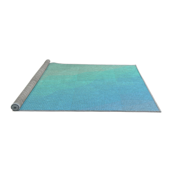 Sideview of Machine Washable Transitional Blue Turquoise Green Rug, wshpat3901lblu