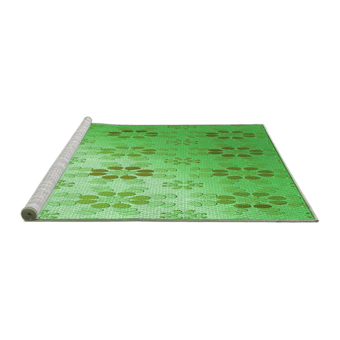 Sideview of Machine Washable Transitional Green Rug, wshpat3903grn