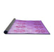 Thickness of Patterned Pastel Purple Pink Rug, pat3903pur