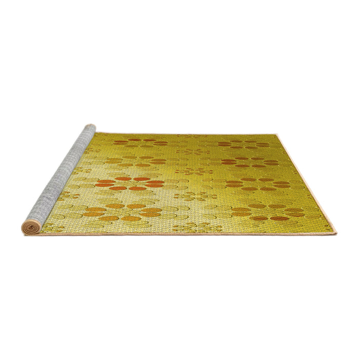 Sideview of Machine Washable Transitional Bright Gold Yellow Rug, wshpat3903yw