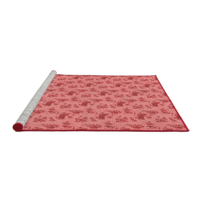 Sideview of Machine Washable Transitional Ruby Red Rug, wshpat3904rd