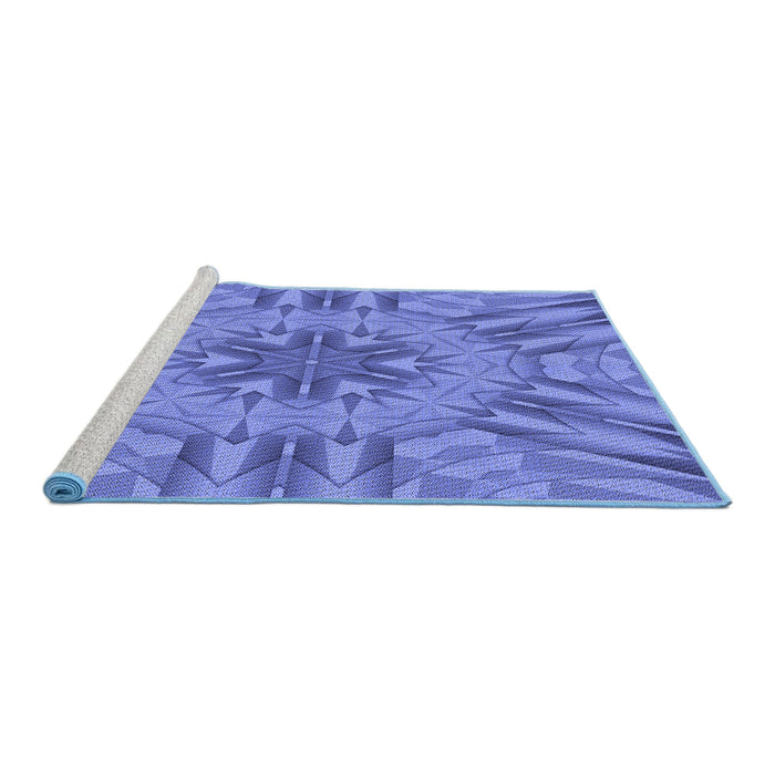 Sideview of Machine Washable Transitional Sky Blue Rug, wshpat3906blu