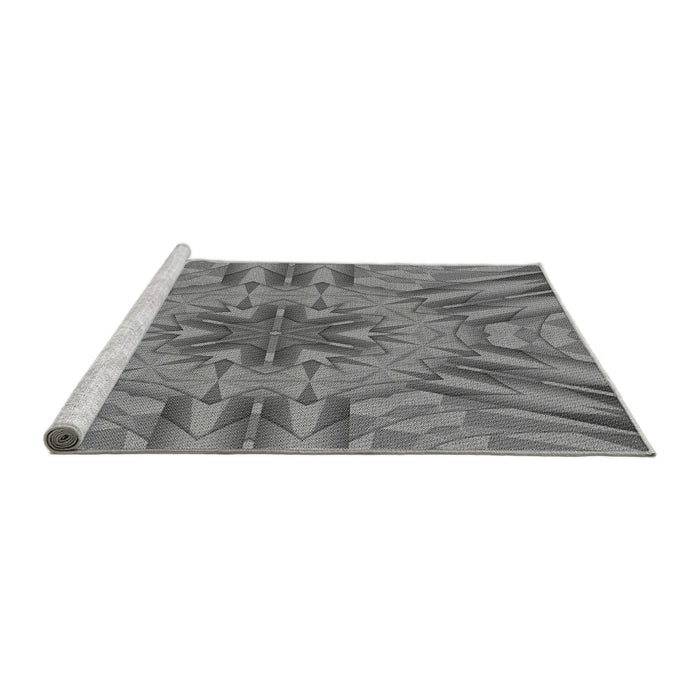 Sideview of Machine Washable Transitional Ash Gray Rug, wshpat3906gry