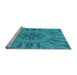 Sideview of Machine Washable Transitional Dark Cyan Green Rug, wshpat3906lblu