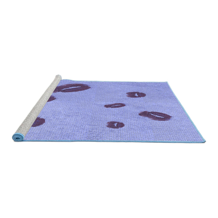 Sideview of Machine Washable Transitional Jeans Blue Rug, wshpat3907blu