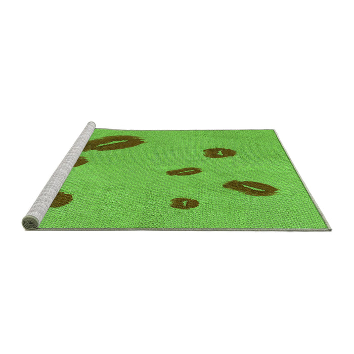 Sideview of Machine Washable Transitional Emerald Green Rug, wshpat3907grn
