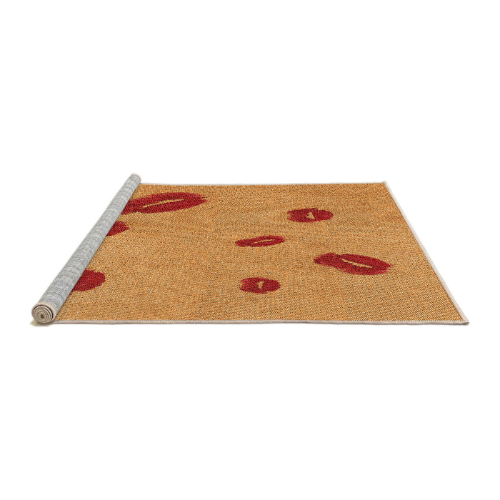 Sideview of Machine Washable Transitional Orange Red Orange Rug, wshpat3907org
