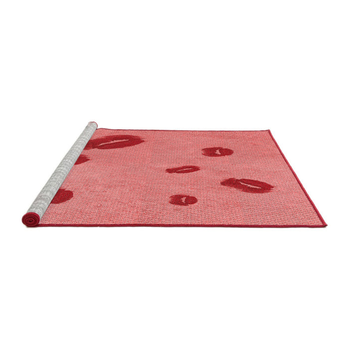 Sideview of Machine Washable Transitional Fire Red Rug, wshpat3907rd