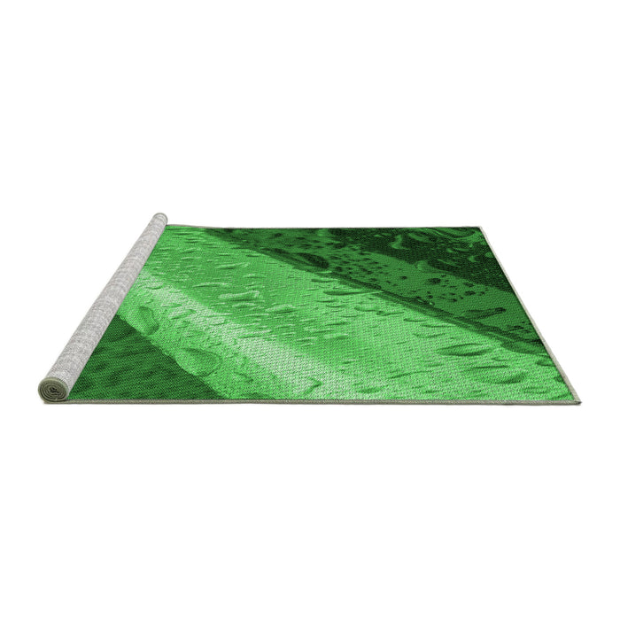 Sideview of Machine Washable Transitional Green Rug, wshpat3911grn