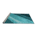 Sideview of Machine Washable Transitional Teal Green Rug, wshpat3911lblu