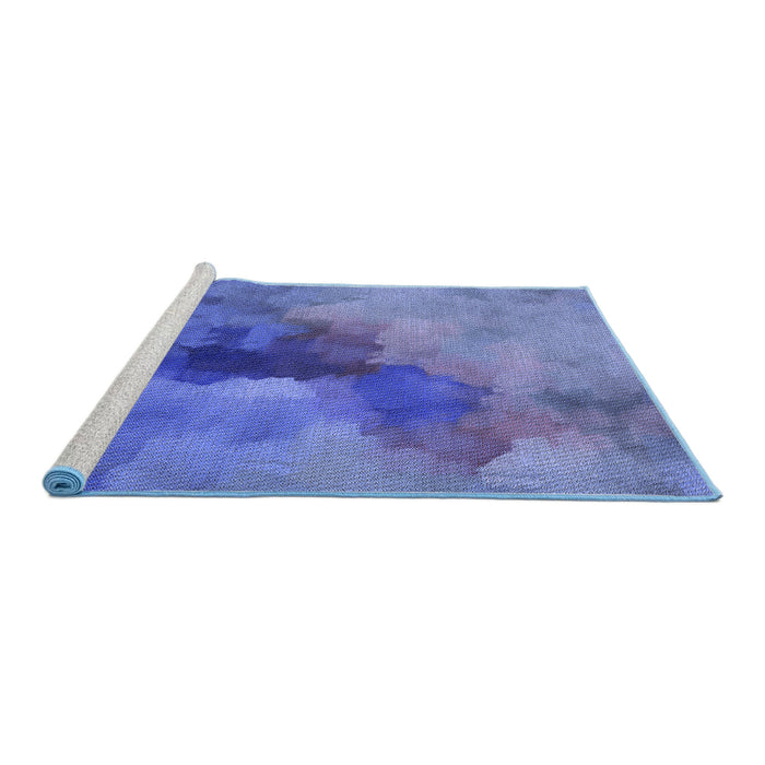 Sideview of Machine Washable Transitional Sky Blue Rug, wshpat3912blu