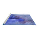 Sideview of Machine Washable Transitional Sky Blue Rug, wshpat3912blu