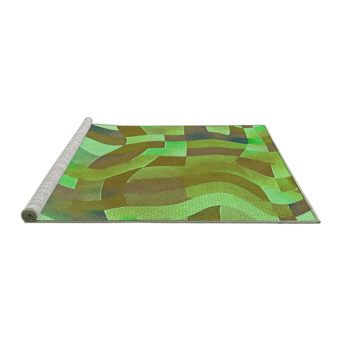 Sideview of Machine Washable Transitional Green Rug, wshpat3913grn