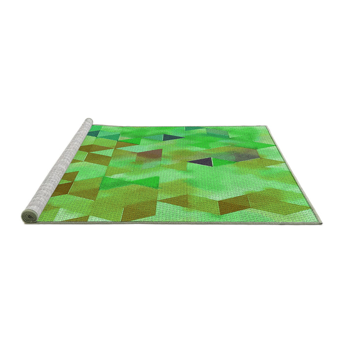 Sideview of Machine Washable Transitional Neon Green Rug, wshpat3914grn