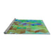 Sideview of Machine Washable Transitional Green Rug, wshpat3914lblu