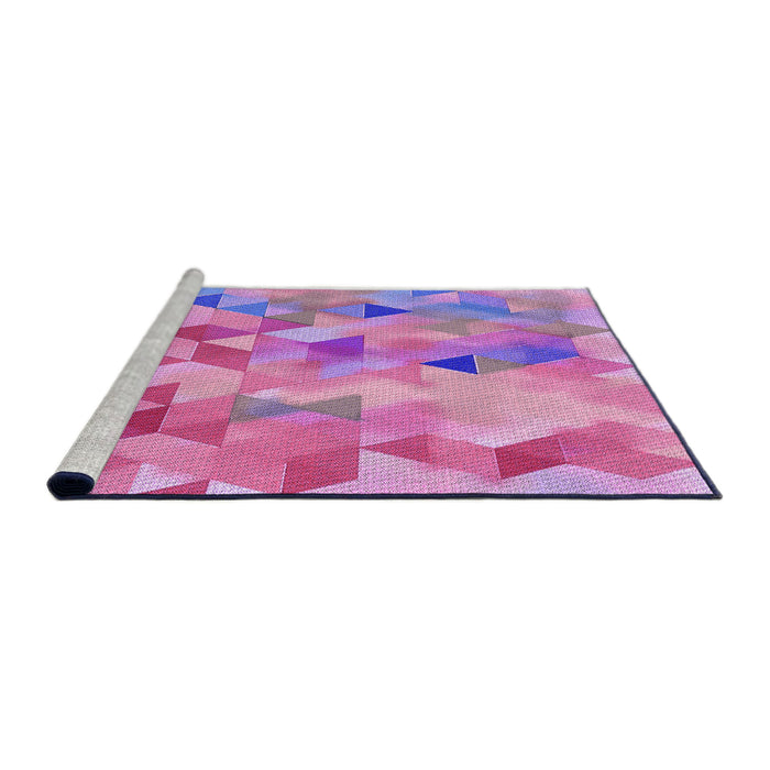 Sideview of Machine Washable Transitional Neon Pink Rug, wshpat3914pur