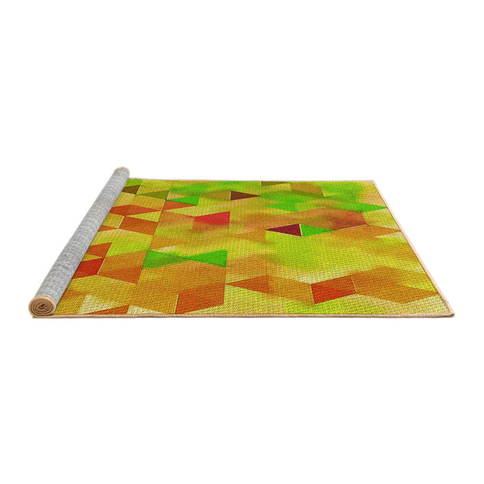 Sideview of Machine Washable Transitional Neon Orange Rug, wshpat3914yw