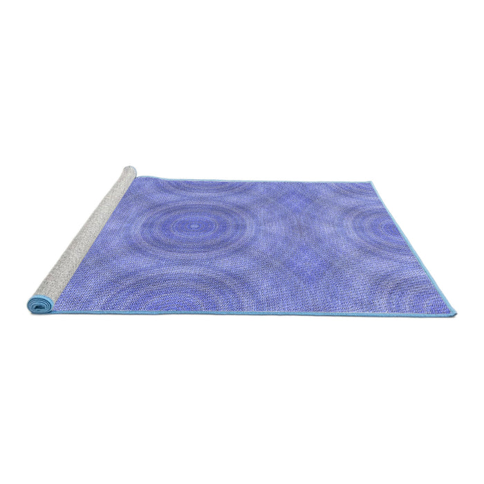Sideview of Machine Washable Transitional Denim Blue Rug, wshpat3915blu