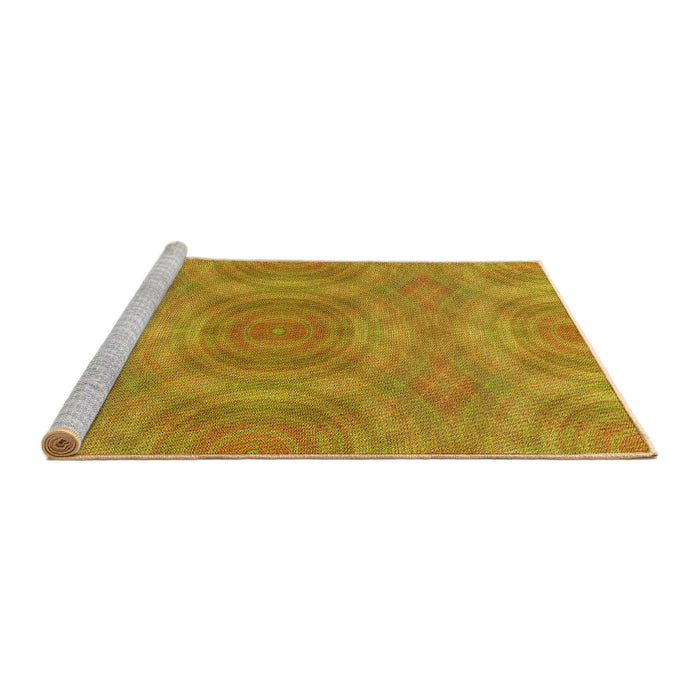 Sideview of Machine Washable Transitional Deep Yellow Rug, wshpat3915yw