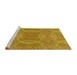 Sideview of Machine Washable Transitional Deep Yellow Rug, wshpat3915yw