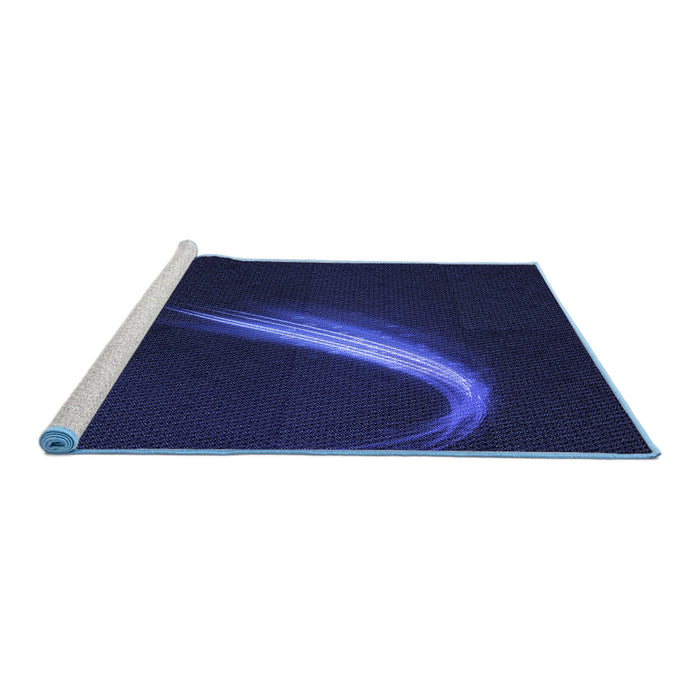 Sideview of Machine Washable Transitional Night Blue Rug, wshpat3916blu