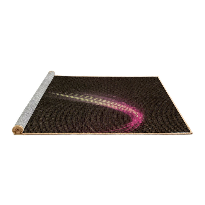 Sideview of Machine Washable Transitional Dark Brown Rug, wshpat3916brn