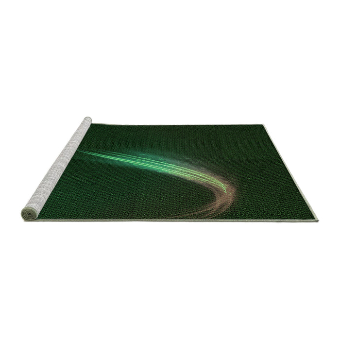 Sideview of Machine Washable Transitional Deep Emerald Green Rug, wshpat3916grn