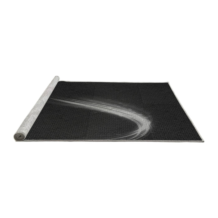 Sideview of Machine Washable Transitional Black Rug, wshpat3916gry