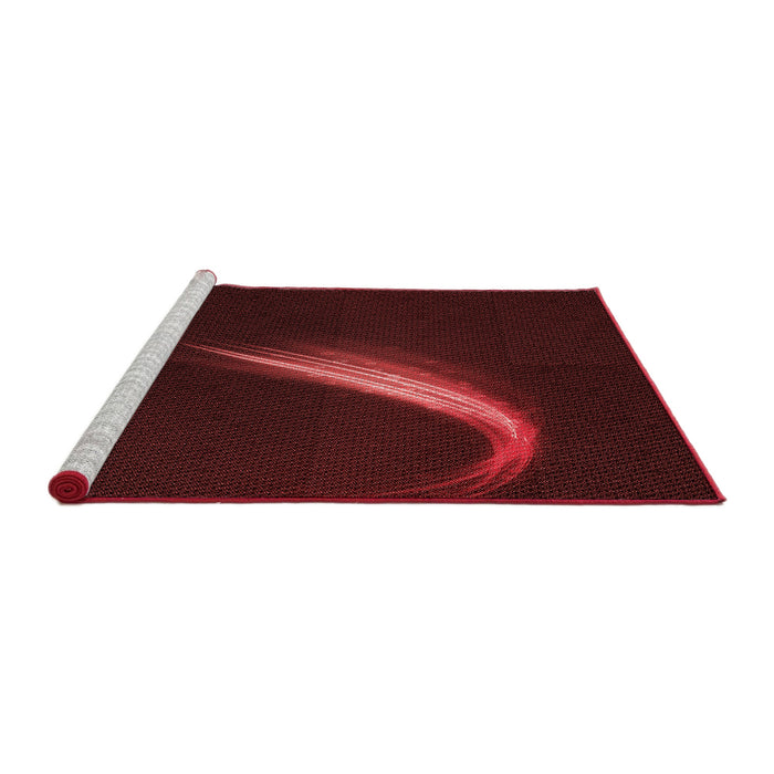 Sideview of Machine Washable Transitional Saffron Red Rug, wshpat3916rd