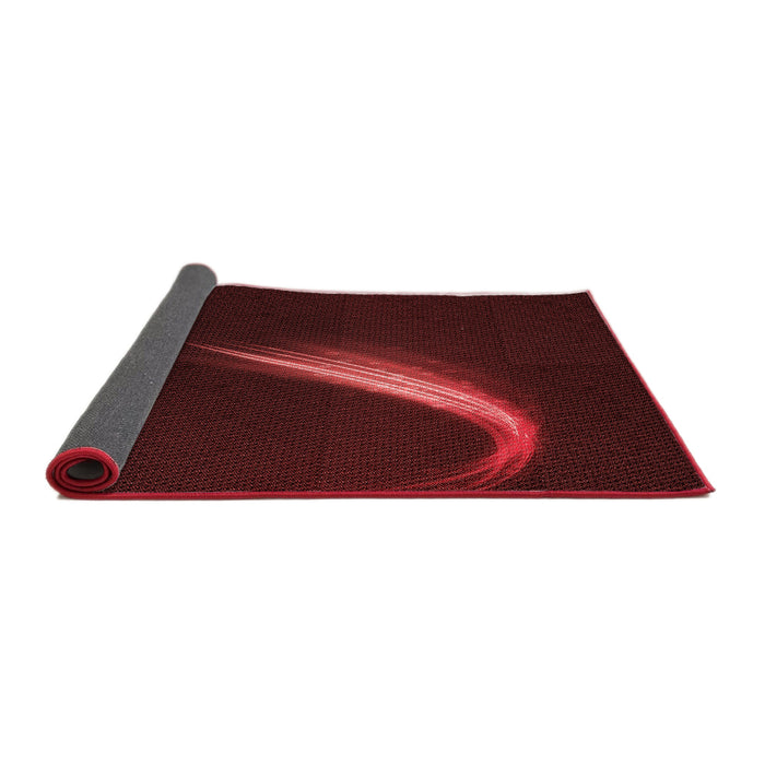 Thickness of Patterned Saffron Red Rug, pat3916rd