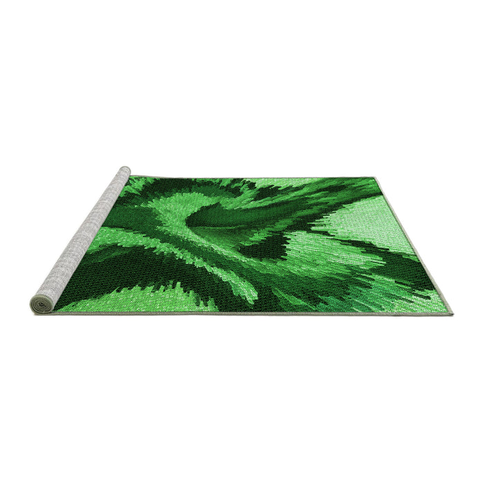 Sideview of Machine Washable Transitional Deep Emerald Green Rug, wshpat3917grn