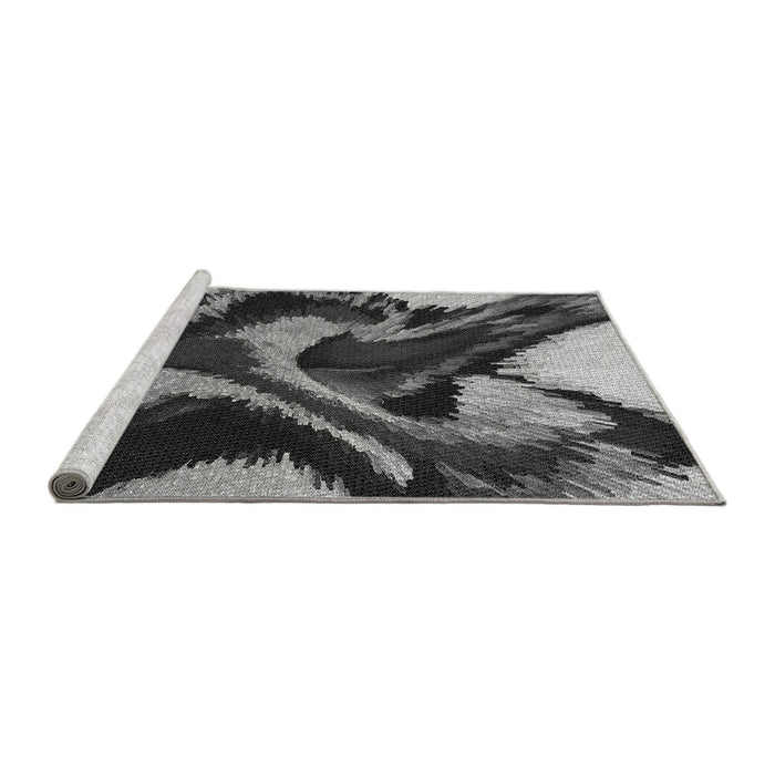 Sideview of Machine Washable Transitional Charcoal Black Rug, wshpat3917gry