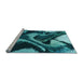 Sideview of Machine Washable Transitional Bright Turquoise Blue Rug, wshpat3917lblu