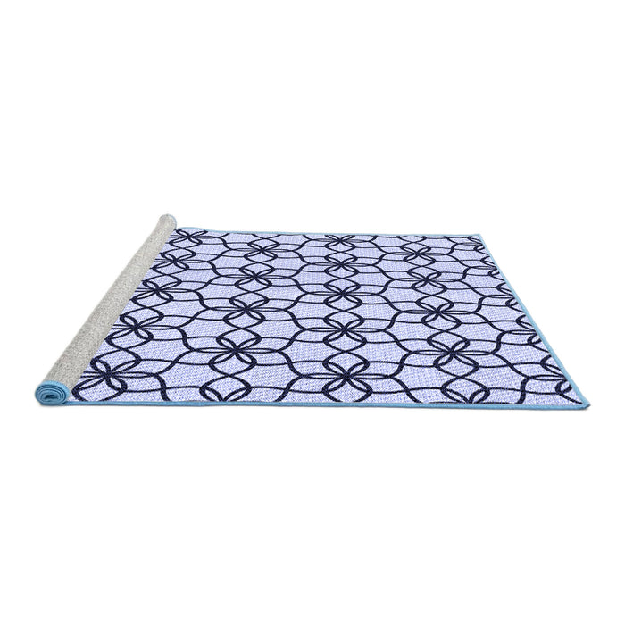 Sideview of Machine Washable Transitional Lavender Blue Rug, wshpat3918blu