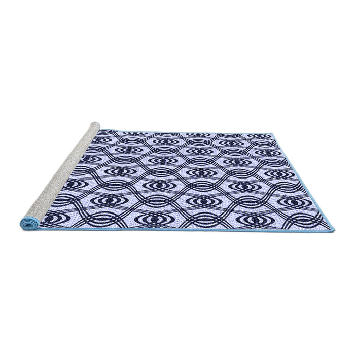 Sideview of Machine Washable Transitional Blue Rug, wshpat3919blu