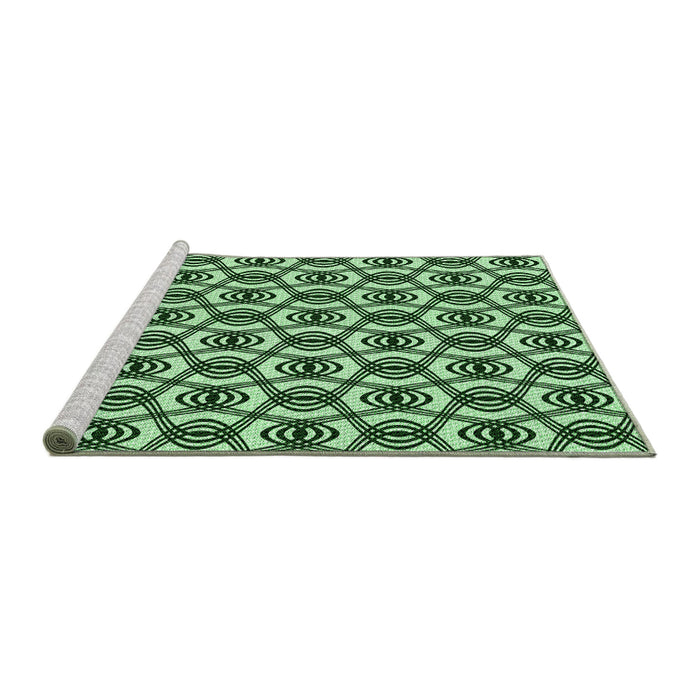 Sideview of Machine Washable Transitional Dark Forest Green Rug, wshpat3919grn