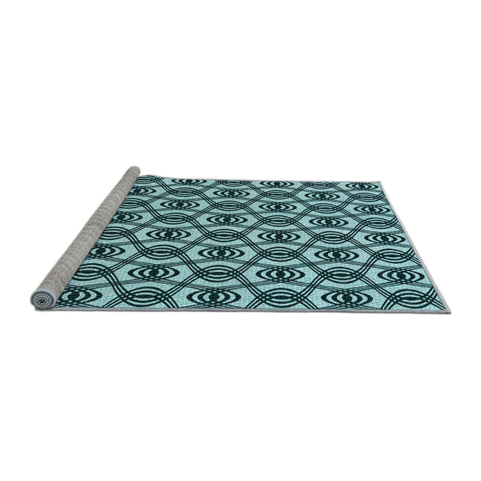 Sideview of Machine Washable Transitional Blue Rug, wshpat3919lblu