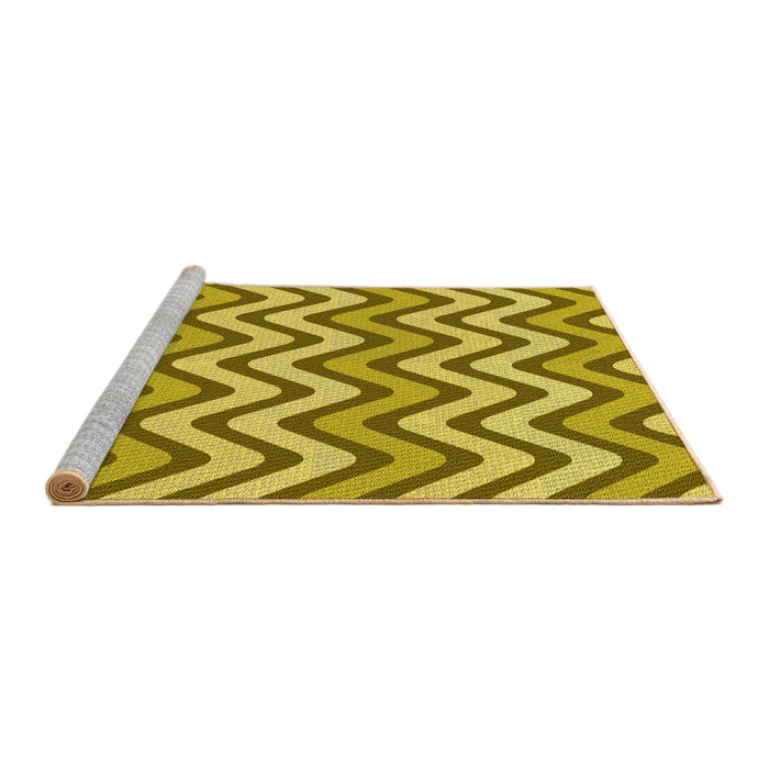 Sideview of Machine Washable Transitional Yellow Rug, wshpat3924yw