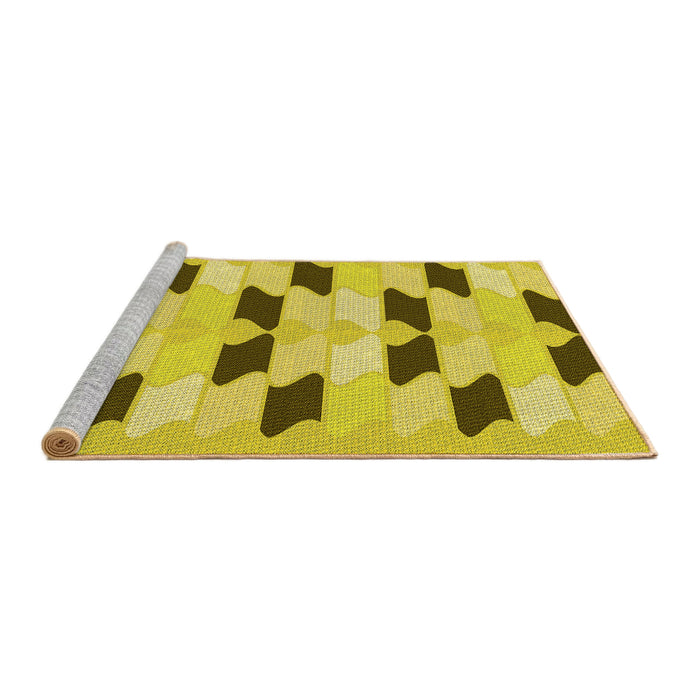 Sideview of Machine Washable Transitional Yellow Rug, wshpat3925yw