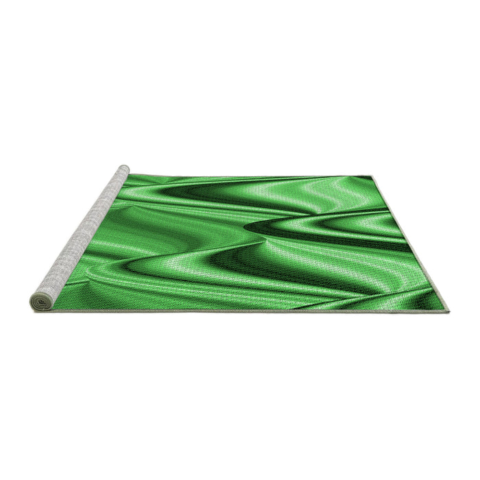 Sideview of Machine Washable Transitional Green Rug, wshpat3927grn