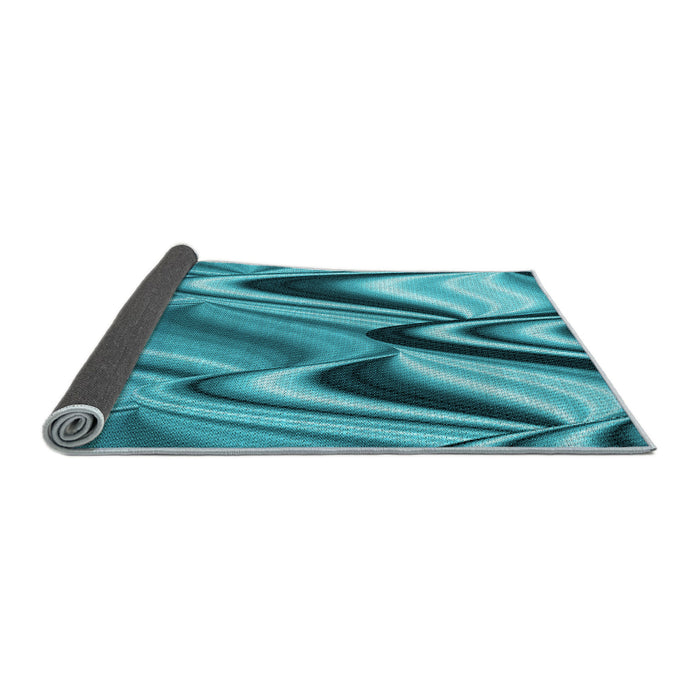 Thickness of Patterned Dark Cyan Green Rug, pat3927lblu