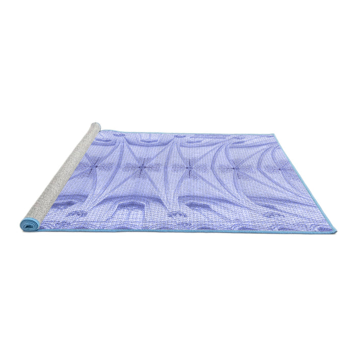 Sideview of Machine Washable Transitional Sky Blue Rug, wshpat3931blu