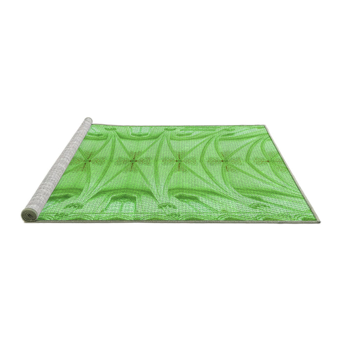 Sideview of Machine Washable Transitional Emerald Green Rug, wshpat3931grn