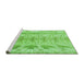 Sideview of Machine Washable Transitional Emerald Green Rug, wshpat3931grn